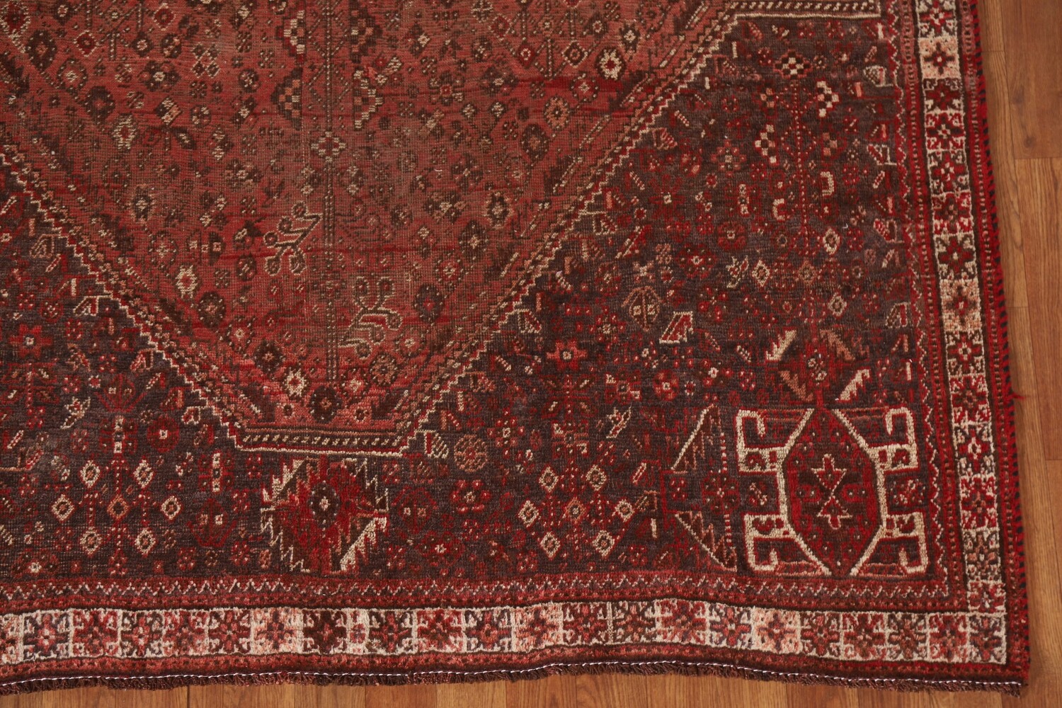 Pre-1900 Antique Qashqai Vegetable Dye Persian Rug 6x8