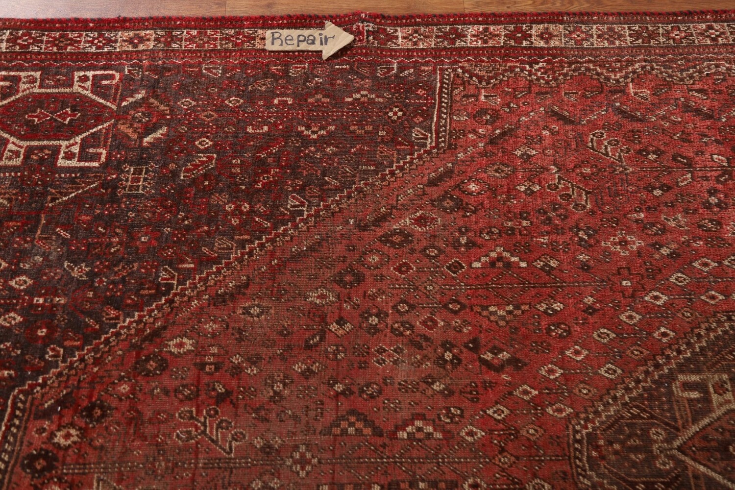 Pre-1900 Antique Qashqai Vegetable Dye Persian Rug 6x8