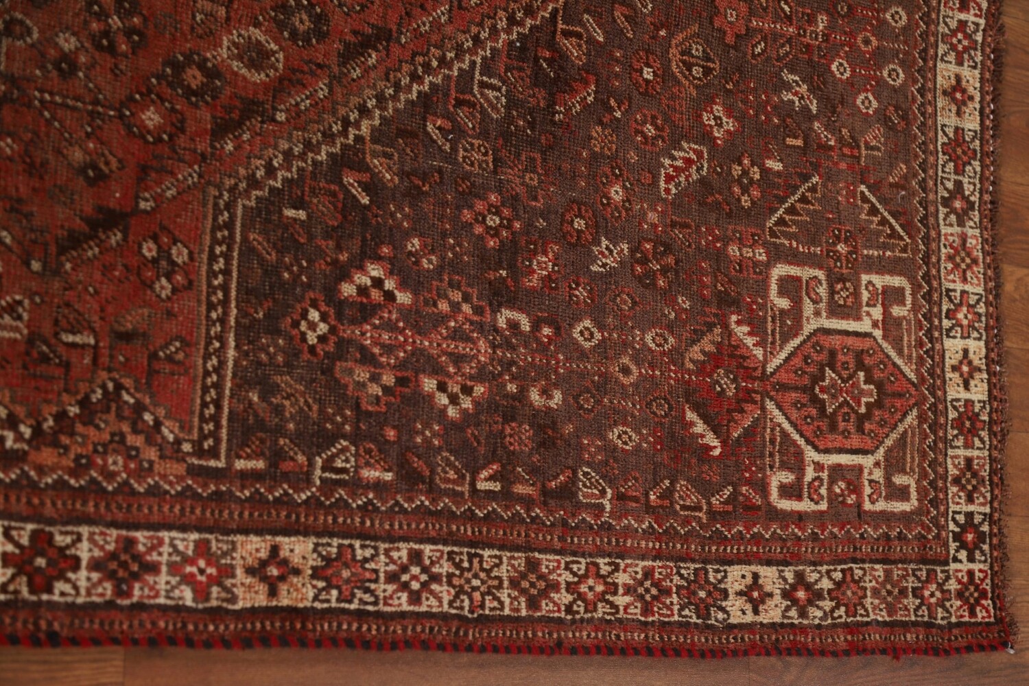 Pre-1900 Antique Qashqai Vegetable Dye Persian Rug 6x8
