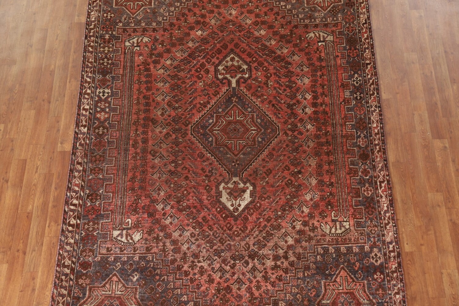 Vegetable Dye Antique Qashqai Persian Area Rug 6x9