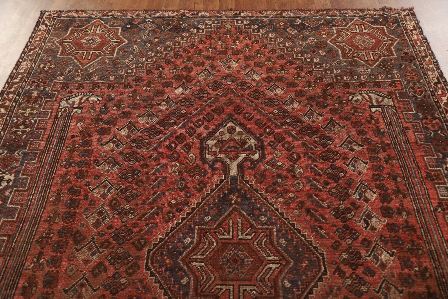 Vegetable Dye Antique Qashqai Persian Area Rug 6x9