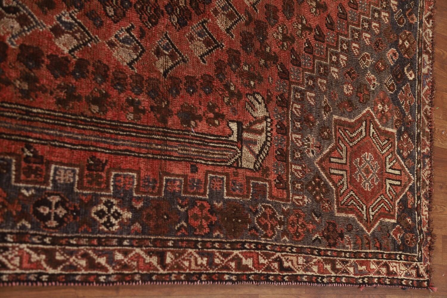 Vegetable Dye Antique Qashqai Persian Area Rug 6x9