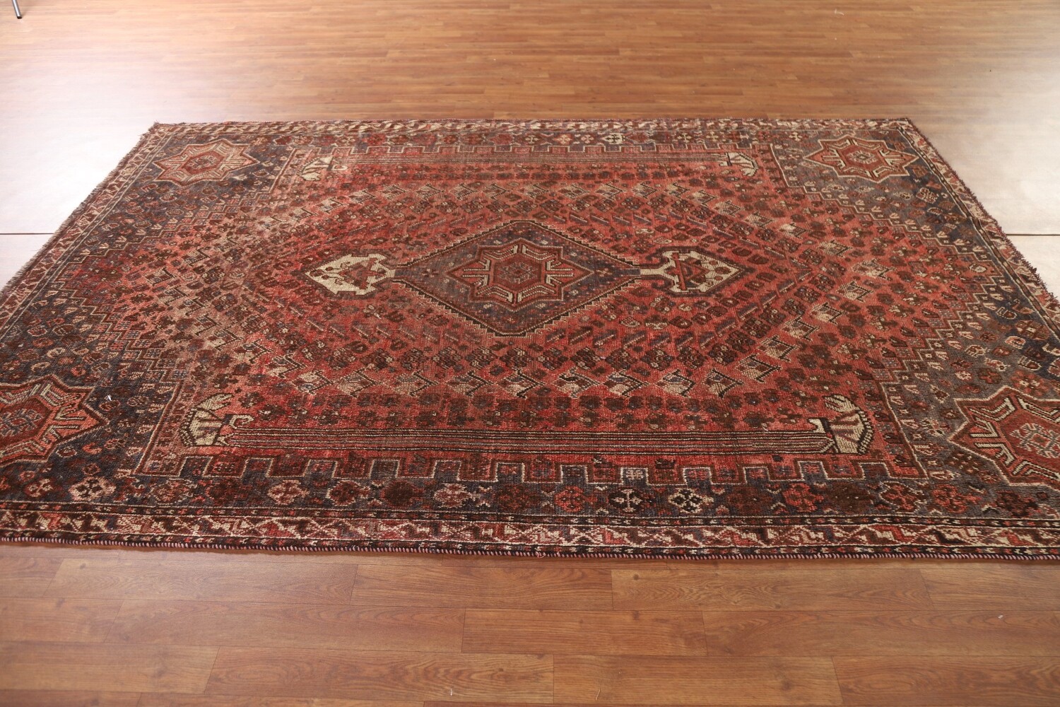Vegetable Dye Antique Qashqai Persian Area Rug 6x9