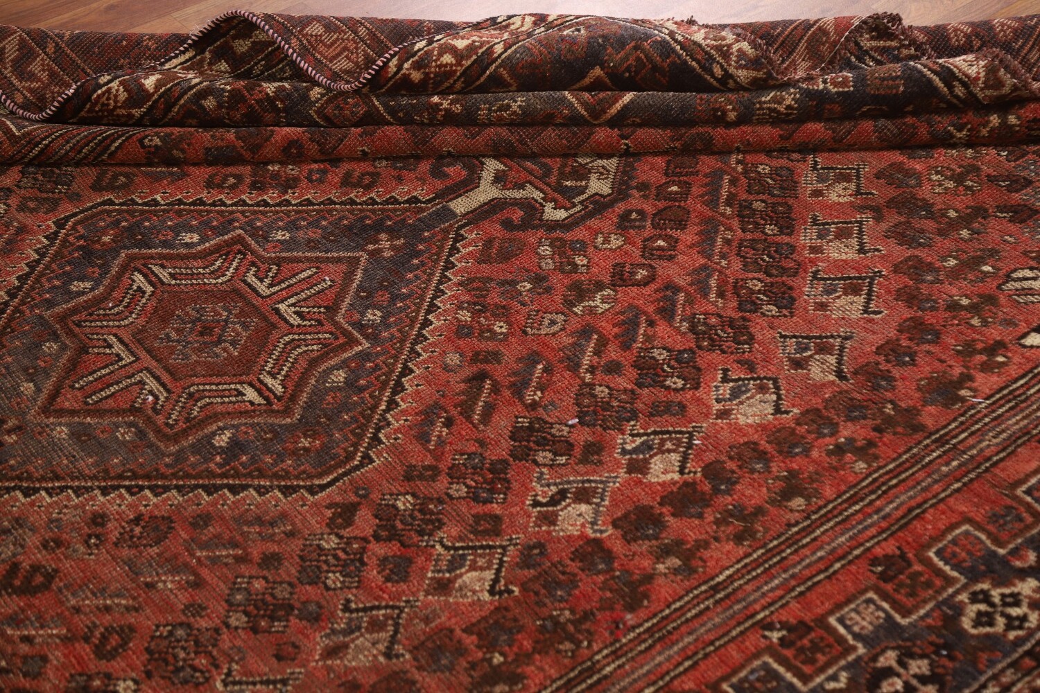 Vegetable Dye Antique Qashqai Persian Area Rug 6x9