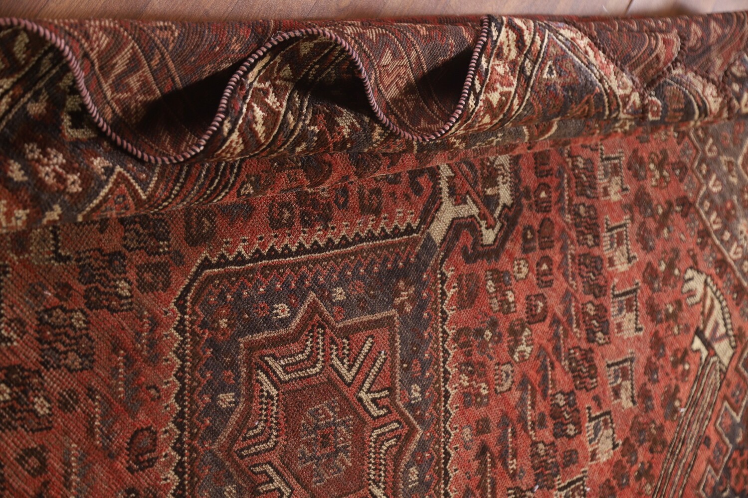 Vegetable Dye Antique Qashqai Persian Area Rug 6x9