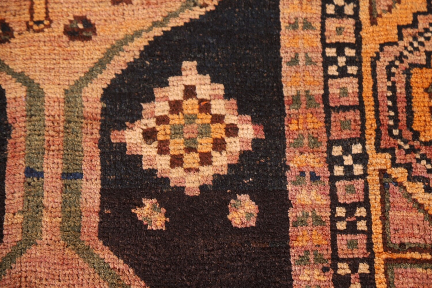 Geometric Wool Lori Antique Persian Rug 4x7