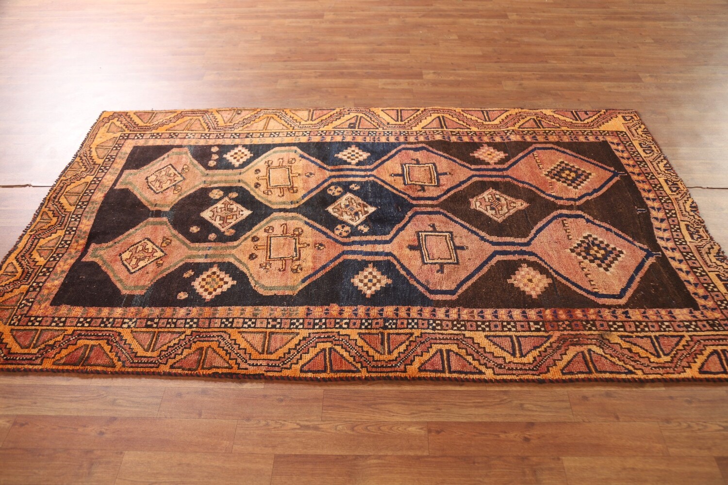 Geometric Wool Lori Antique Persian Rug 4x7