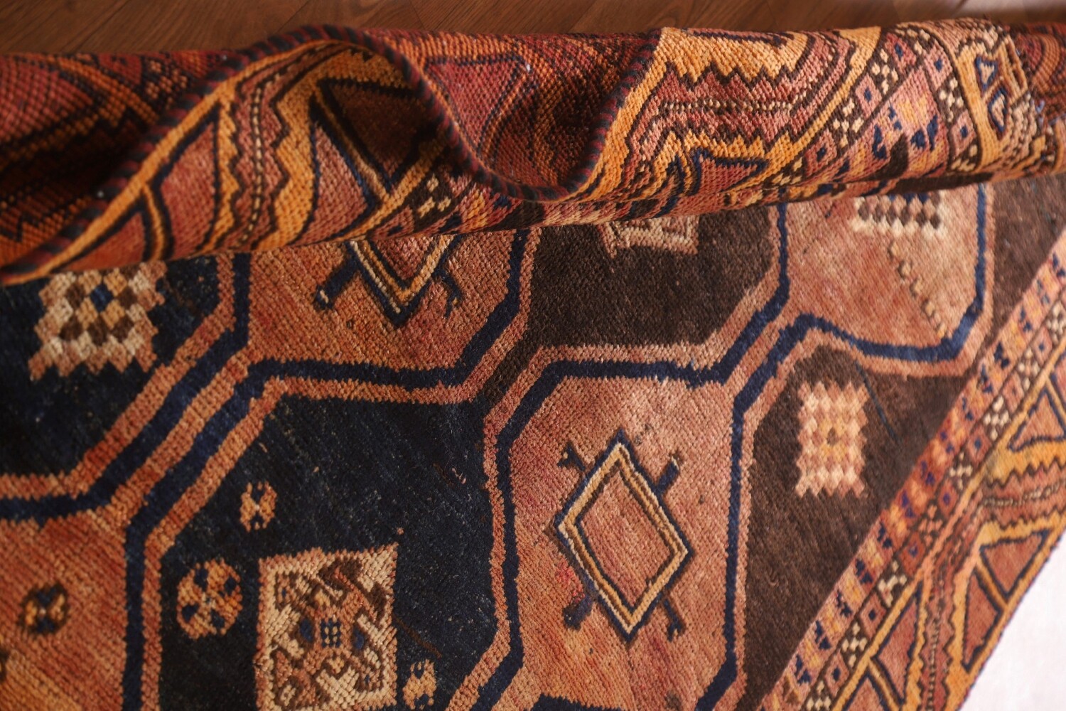 Geometric Wool Lori Antique Persian Rug 4x7