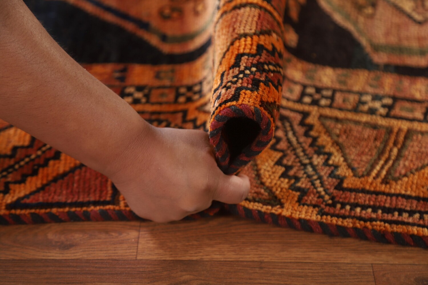 Geometric Wool Lori Antique Persian Rug 4x7