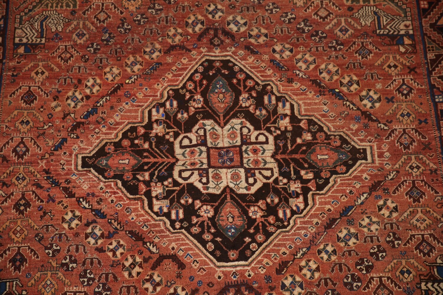 Antique Vegetable Dye Shiraz Persian Area Rug 5x8