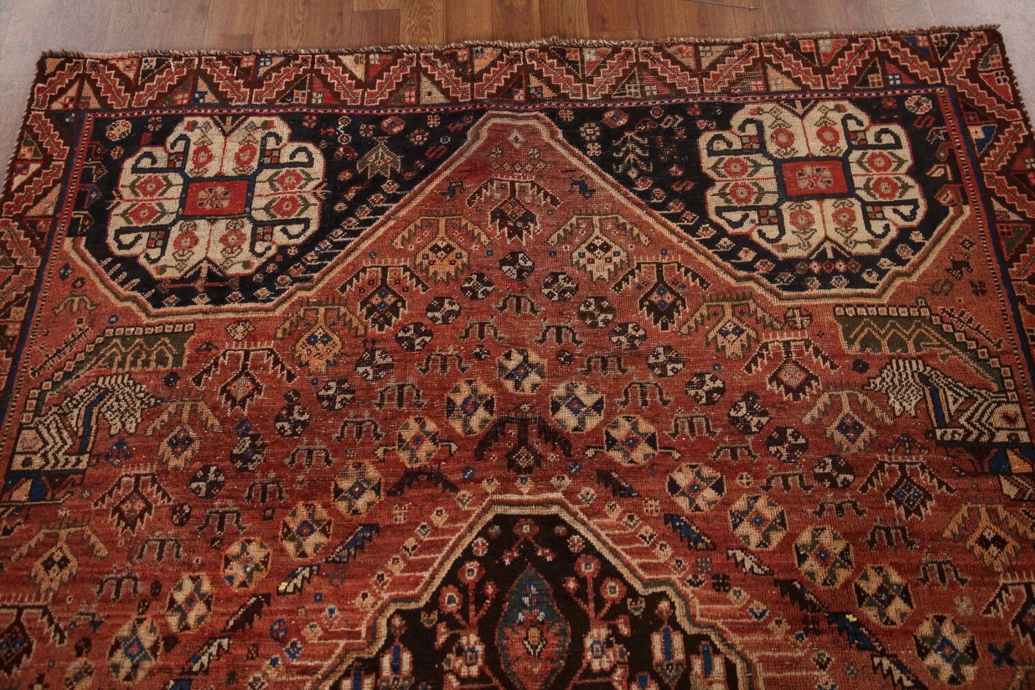 Antique Vegetable Dye Shiraz Persian Area Rug 5x8