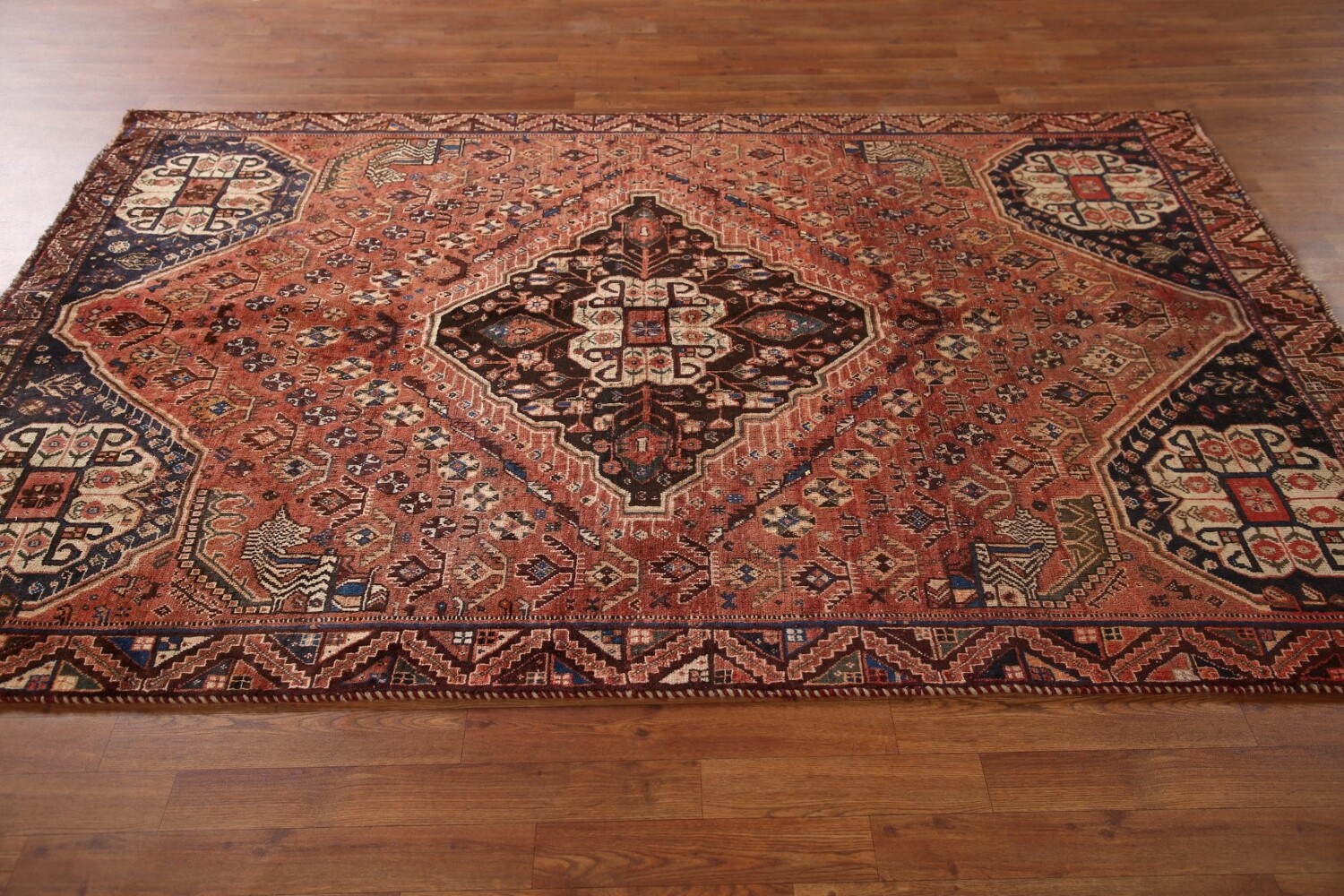 Antique Vegetable Dye Shiraz Persian Area Rug 5x8
