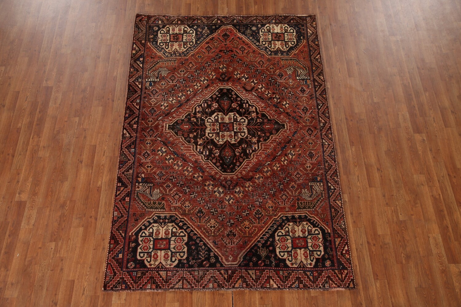 Antique Vegetable Dye Shiraz Persian Area Rug 5x8