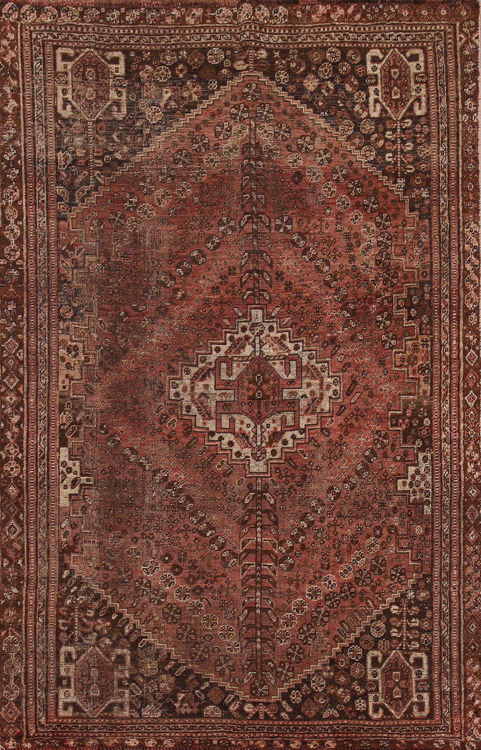 Antique Qashqai Persian Area Rug 5x8