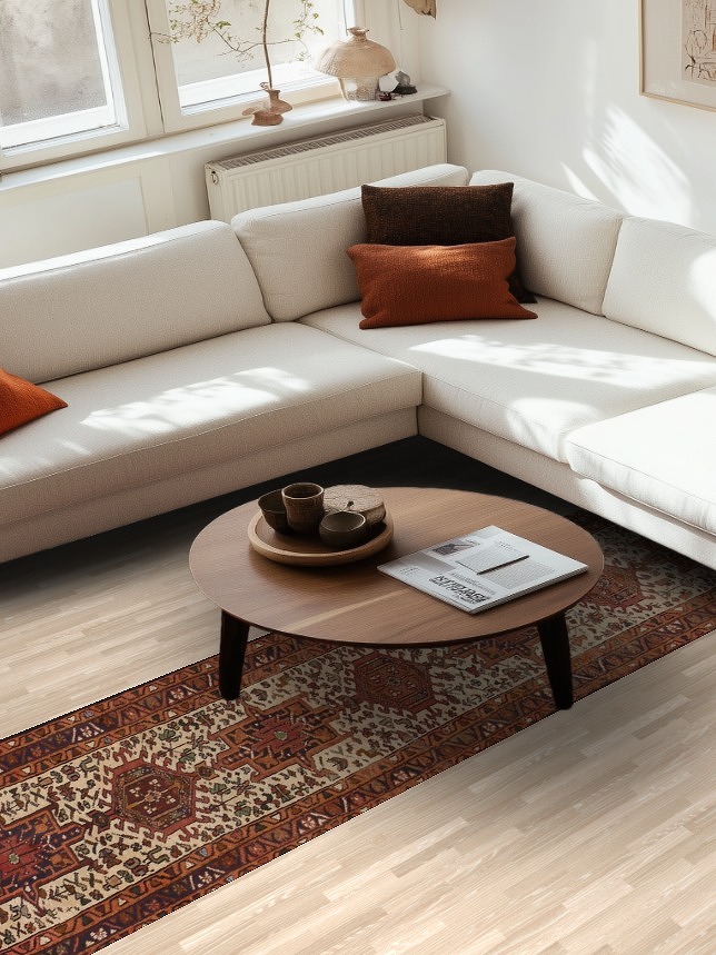 Geometric Heriz Persian Runner Rug 3x13