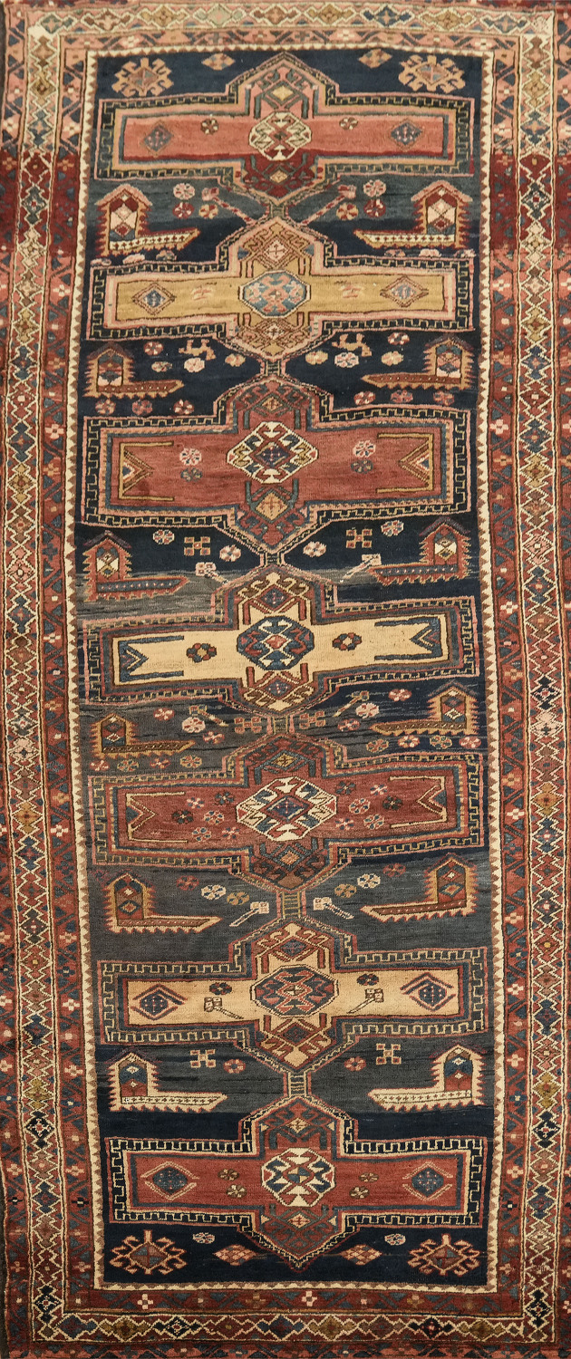 Navy Blue Meshkin Persian Runner Rug 4x10
