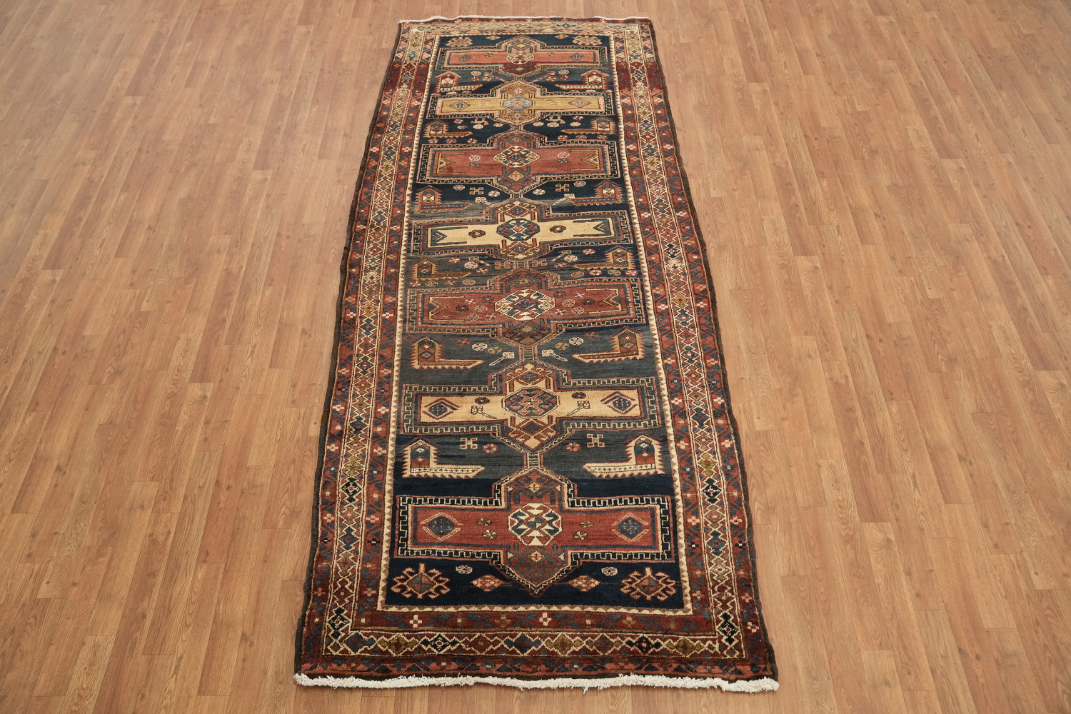 Navy Blue Meshkin Persian Runner Rug 4x10