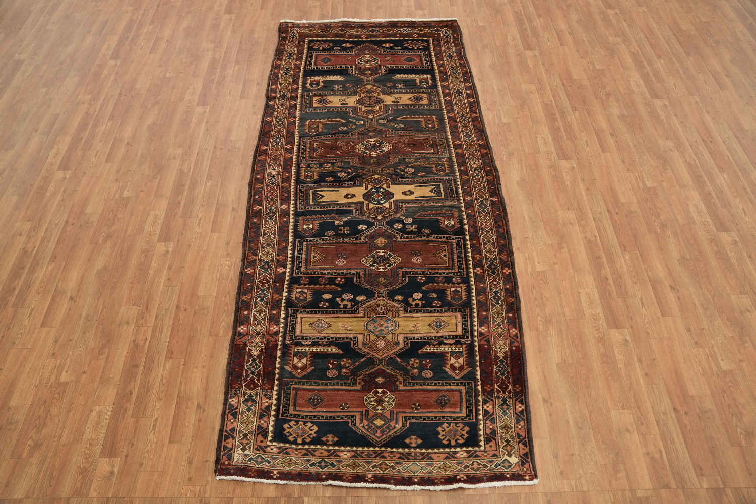 Navy Blue Meshkin Persian Runner Rug 4x10