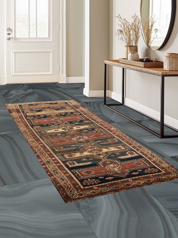 Navy Blue Meshkin Persian Runner Rug 4x10