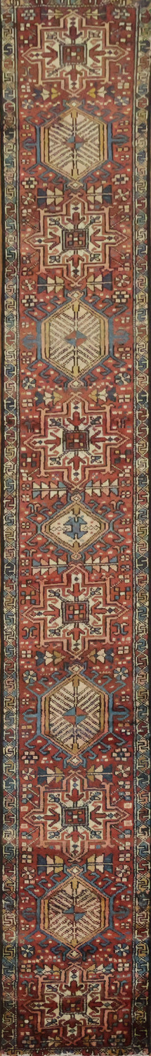 Geometric Heriz Persian Runner Rug 2x12