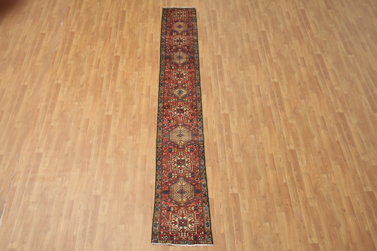 Geometric Heriz Persian Runner Rug 2x12