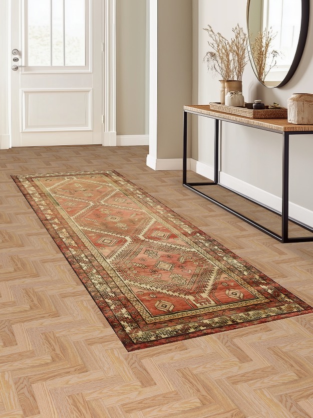 Tribal Wool Ardebil Persian Runner Rug 4x11