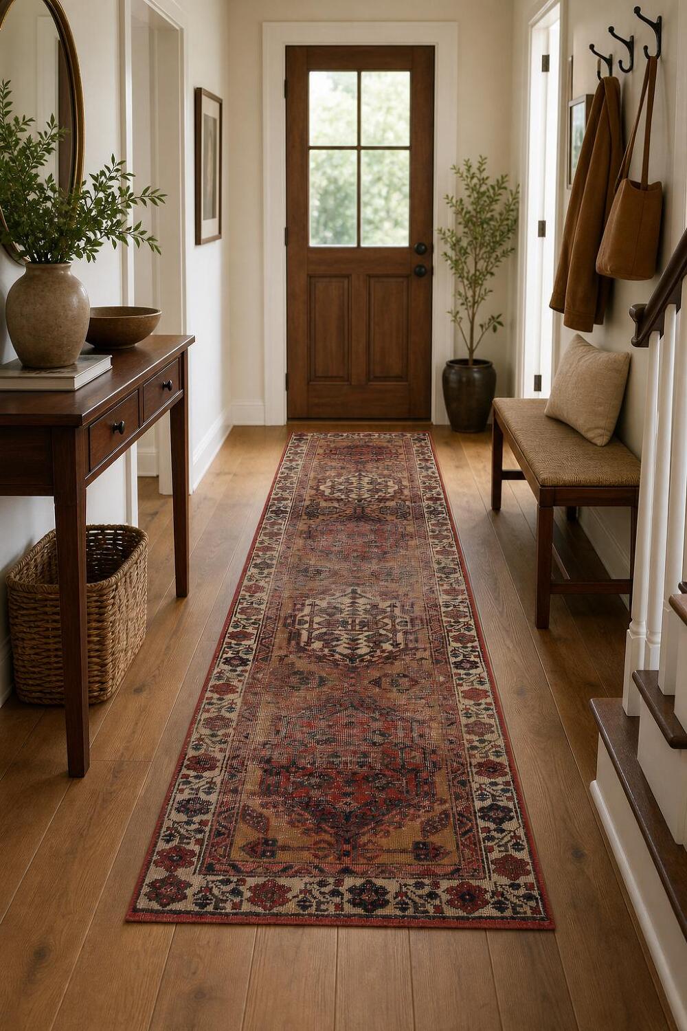 Antique Distressed Ardebil Persian Runner Rug 3x10