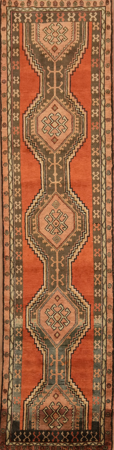 Vintage Wool Ardebil Persian Runner Rug 3x13
