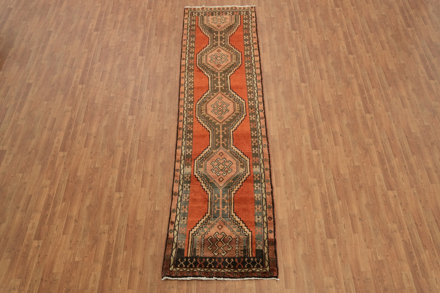 Vintage Wool Ardebil Persian Runner Rug 3x13