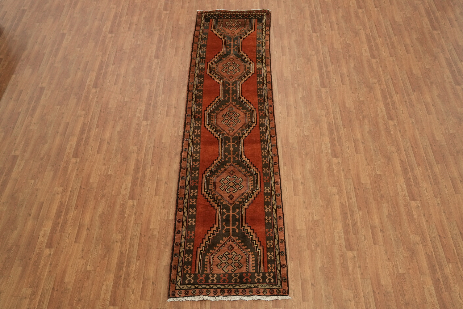 Vintage Wool Ardebil Persian Runner Rug 3x13