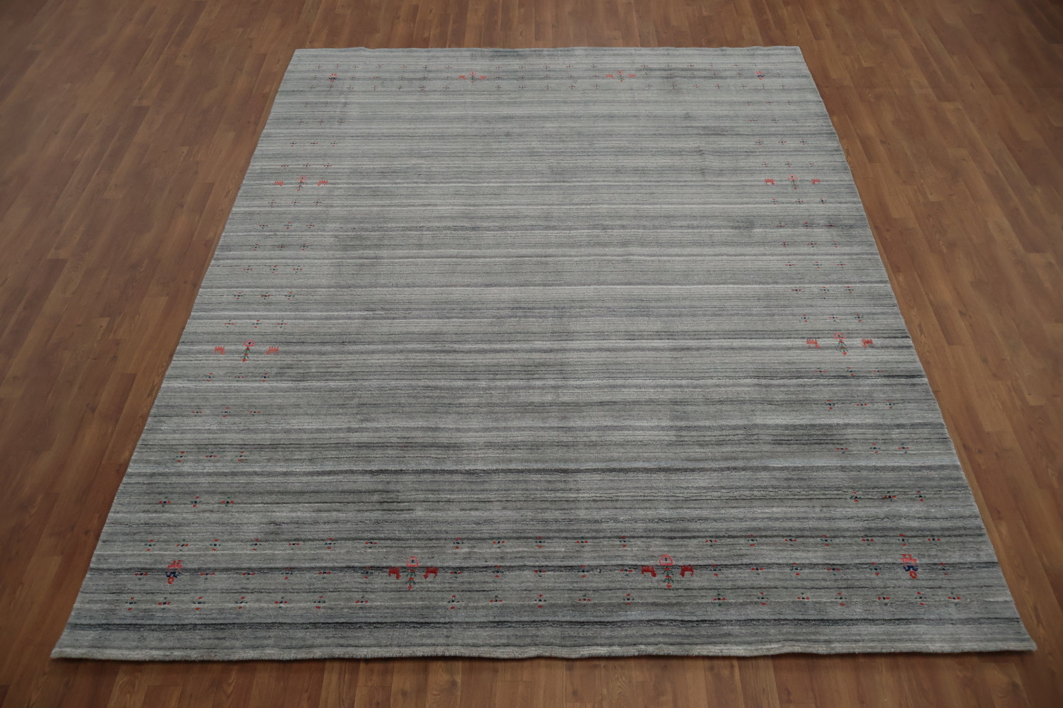 Sophisticated Gray Gabbeh Area Rug 8x10 with Subtle Motif Design