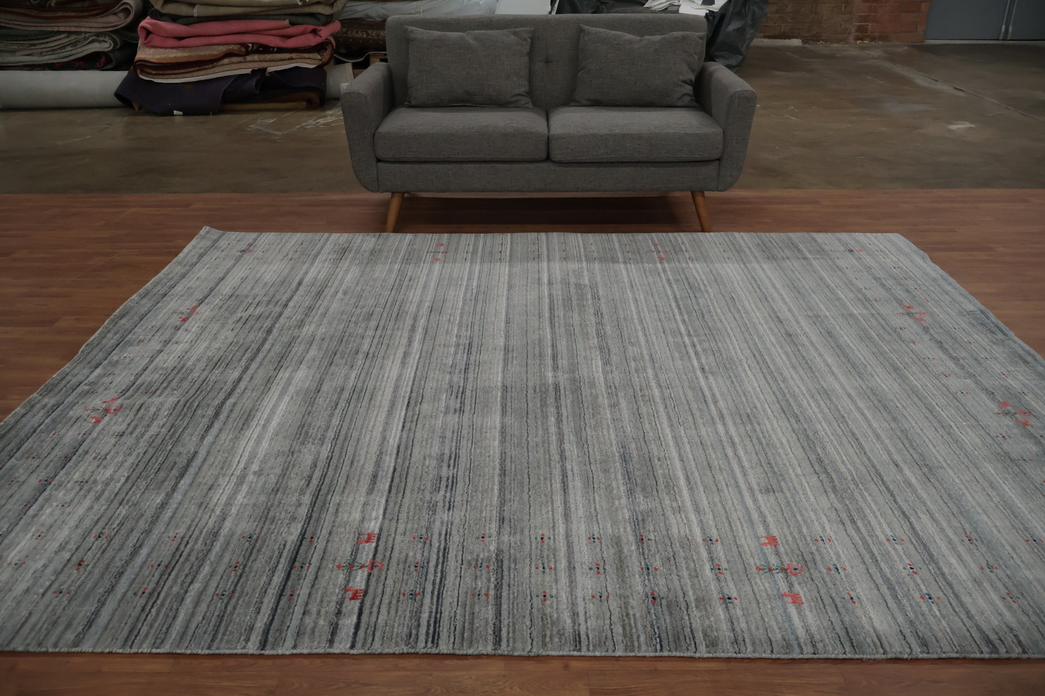 Sophisticated Gray Gabbeh Area Rug 8x10 with Subtle Motif Design