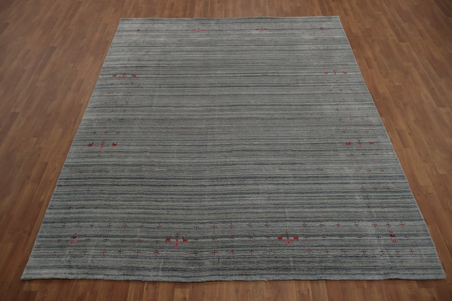 Sophisticated Gray Gabbeh Area Rug 8x10 with Subtle Motif Design
