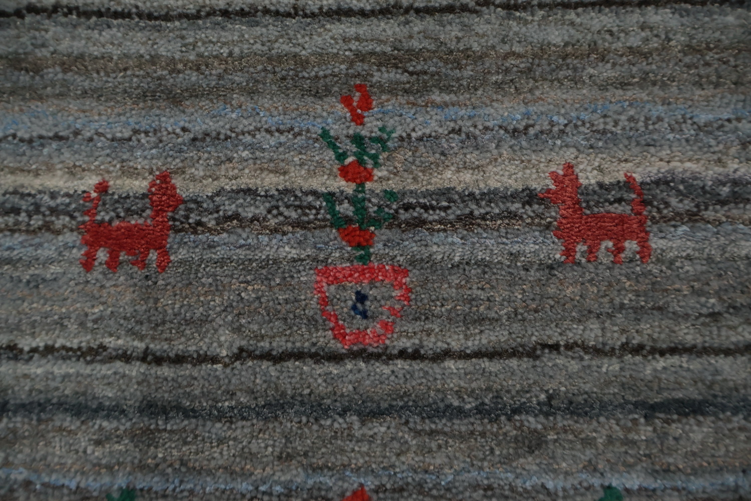 Sophisticated Gray Gabbeh Area Rug 8x10 with Subtle Motif Design