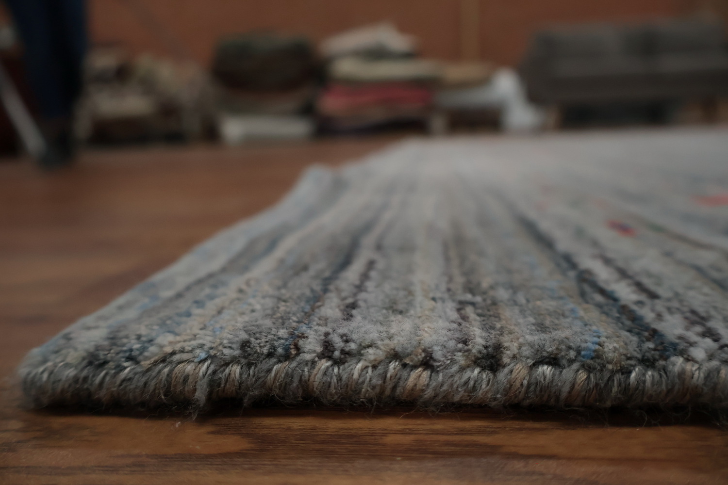 Sophisticated Gray Gabbeh Area Rug 8x10 with Subtle Motif Design