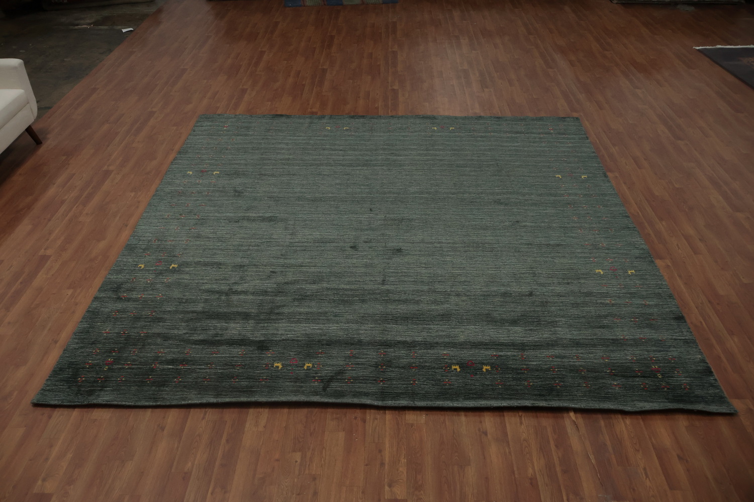 Elegant Minimalist Gabbeh Square Area Rug 10x10 with Subtle Details