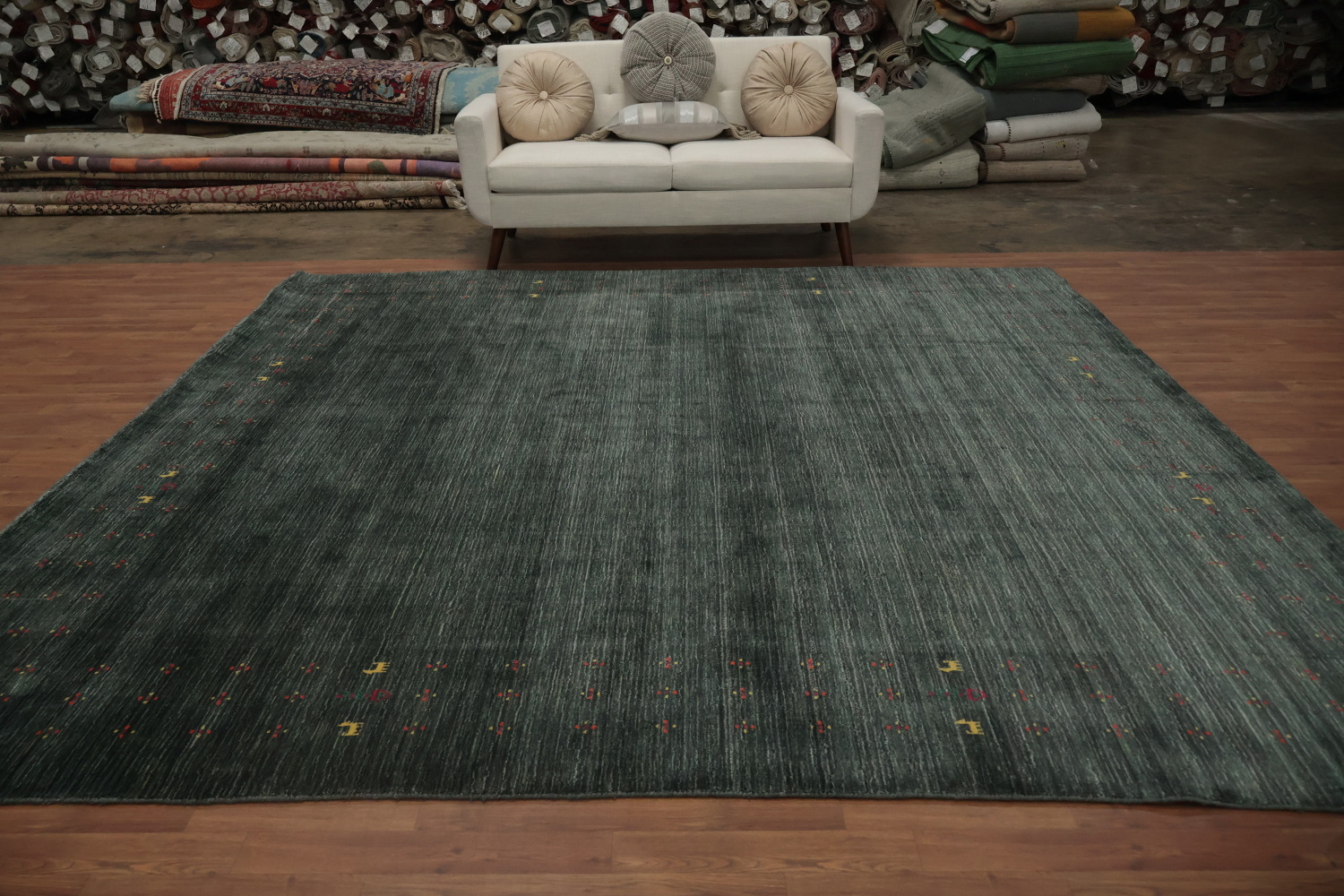 Elegant Minimalist Gabbeh Square Area Rug 10x10 with Subtle Details