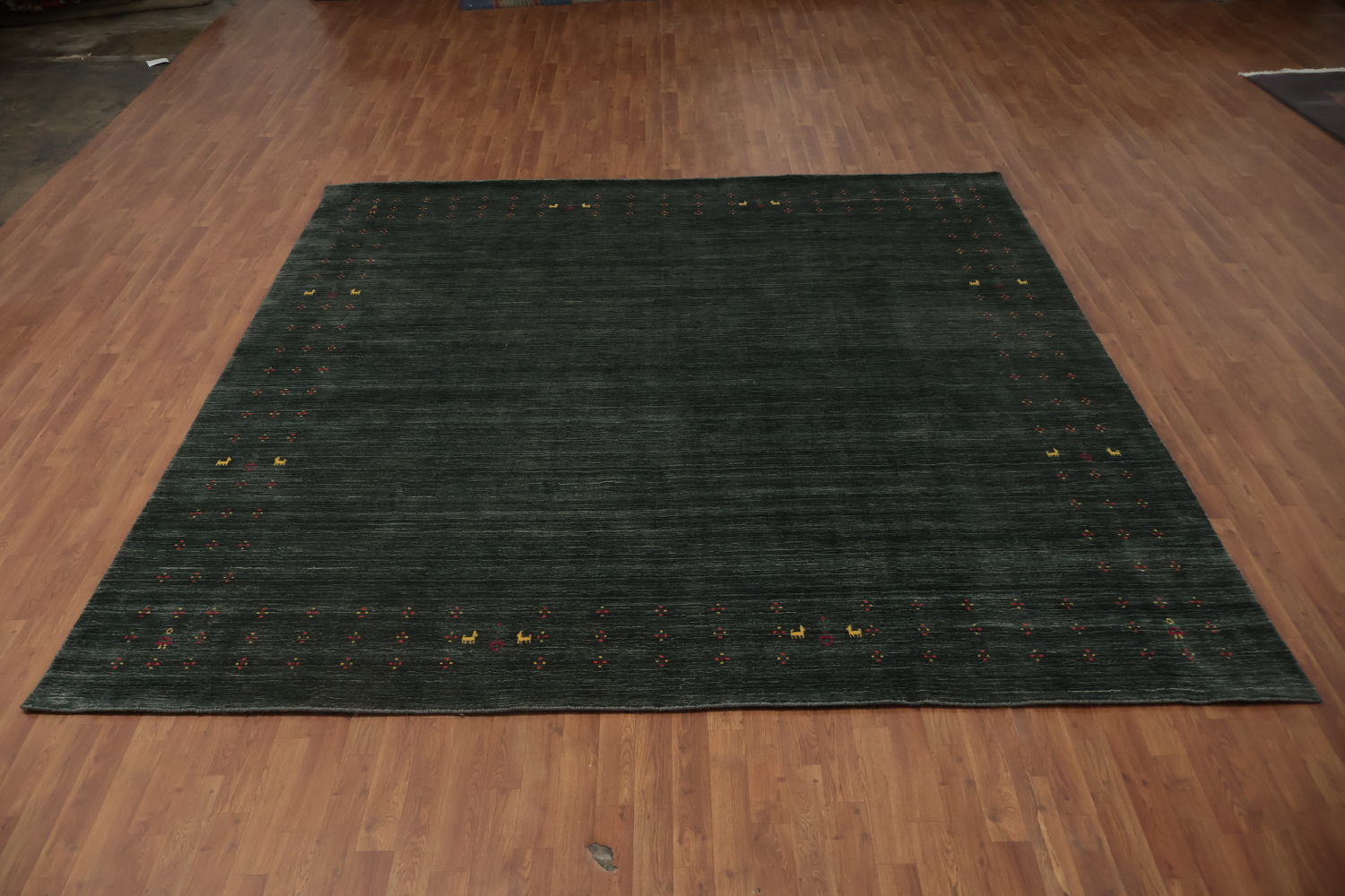Elegant Minimalist Gabbeh Square Area Rug 10x10 with Subtle Details