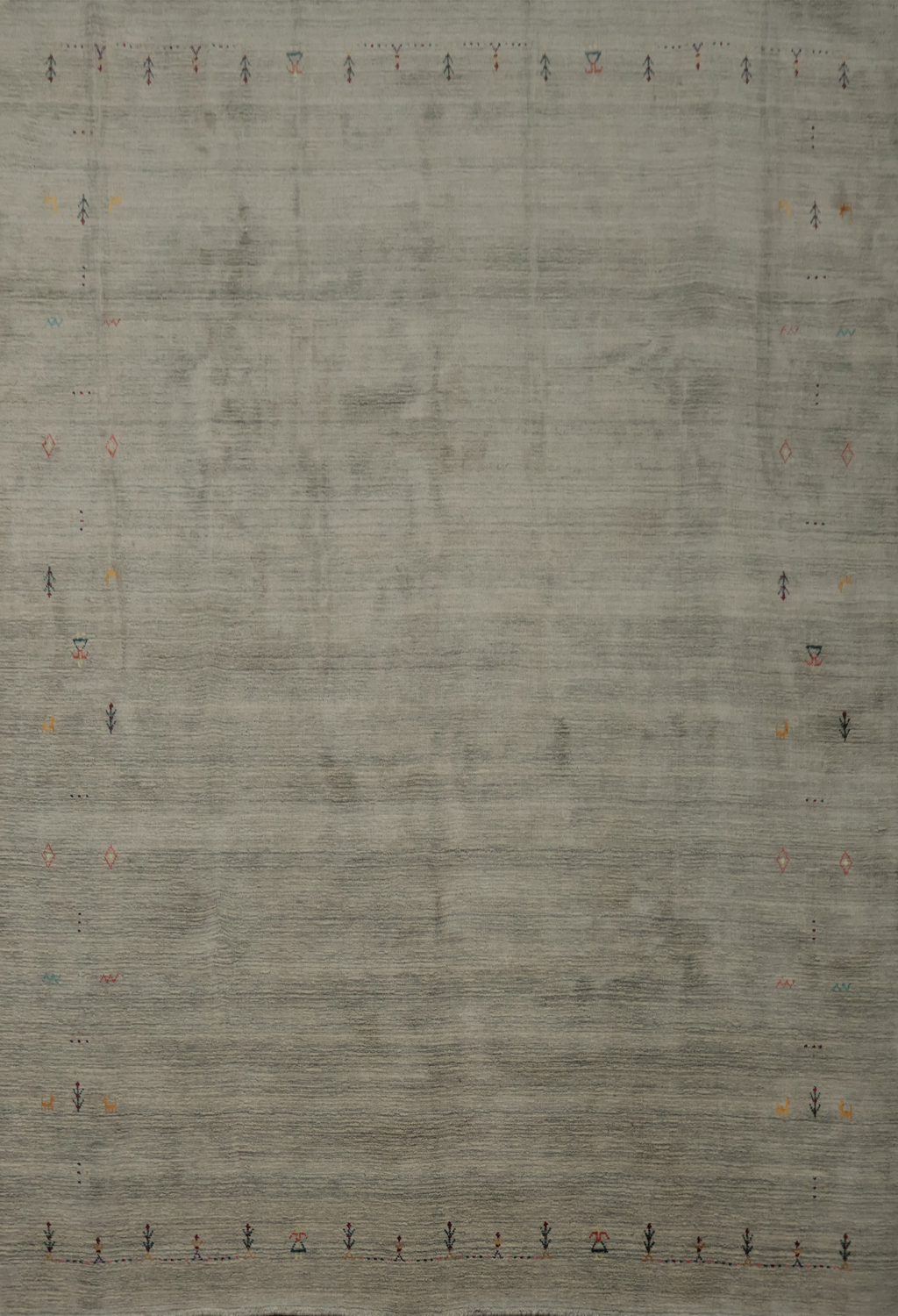 Minimalist Gabbeh Area Rug 8x10 with Subtle Border Accents