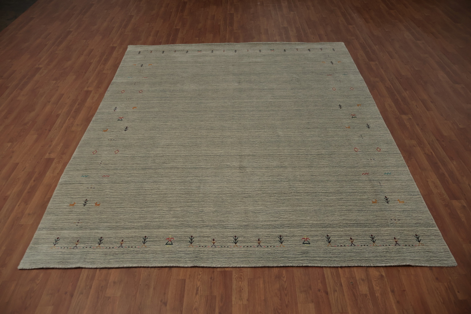 Minimalist Gabbeh Area Rug 8x10 with Subtle Border Accents