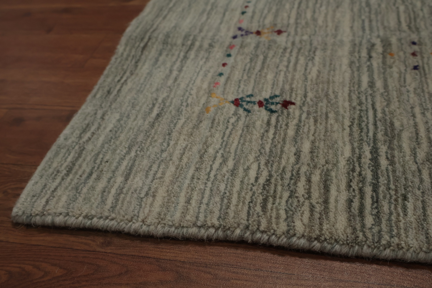 Minimalist Gabbeh Area Rug 8x10 with Subtle Border Accents