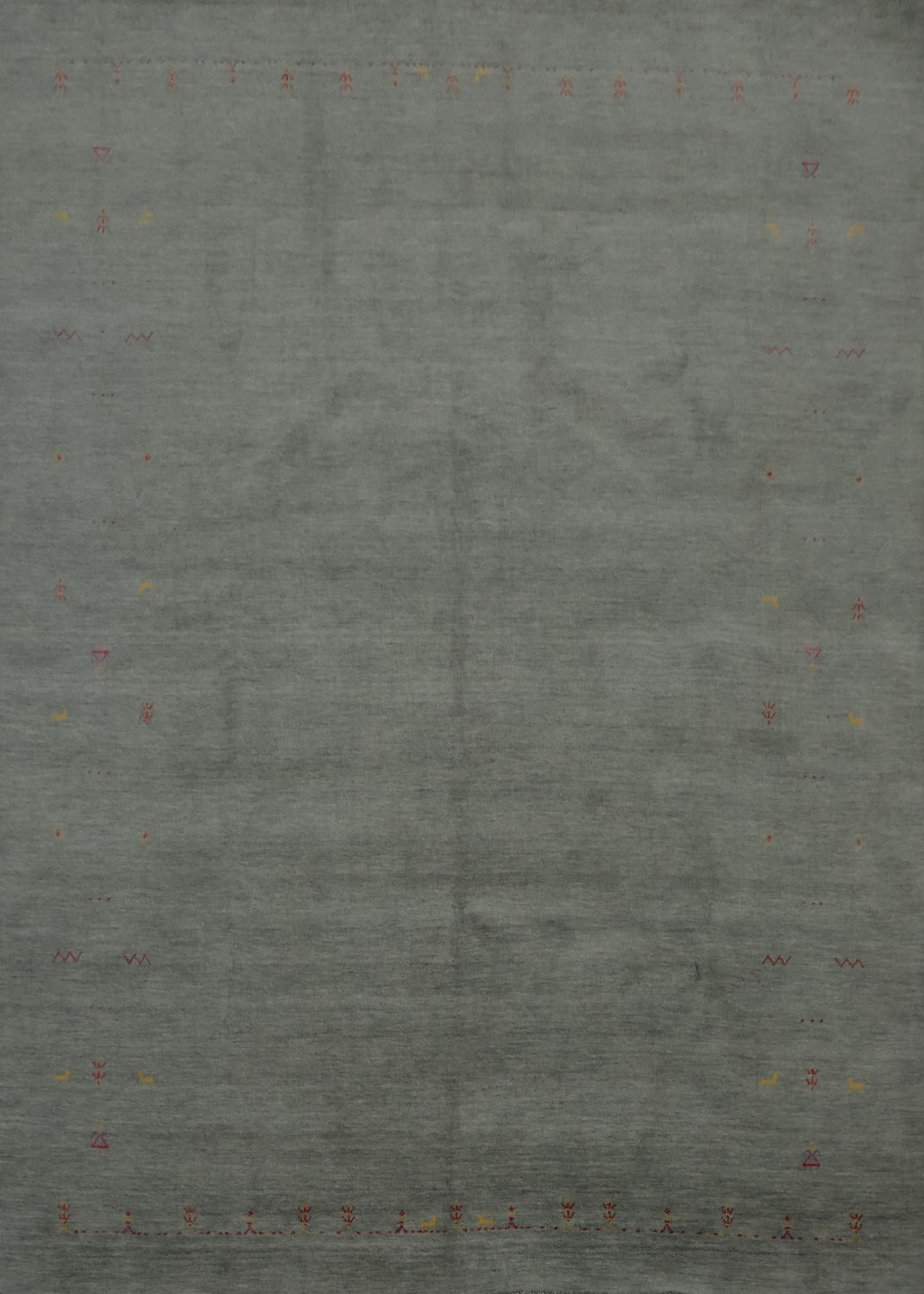 Refined Gabbeh Area Rug 8x10 with Soft Border Tribal Details