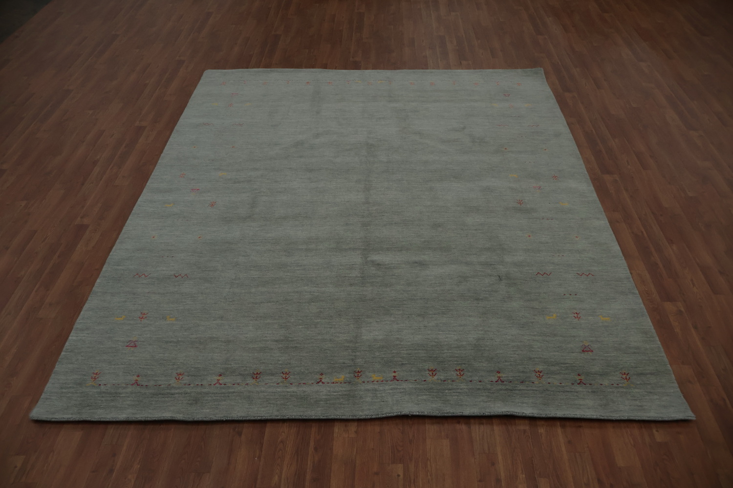 Refined Gabbeh Area Rug 8x10 with Soft Border Tribal Details