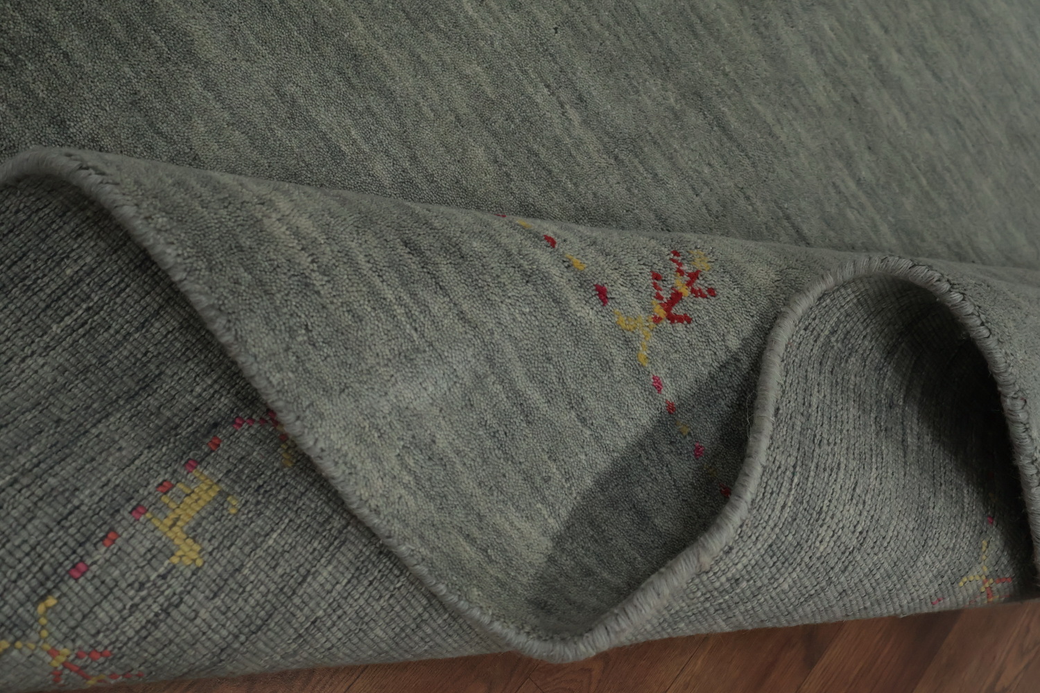 Refined Gabbeh Area Rug 8x10 with Soft Border Tribal Details