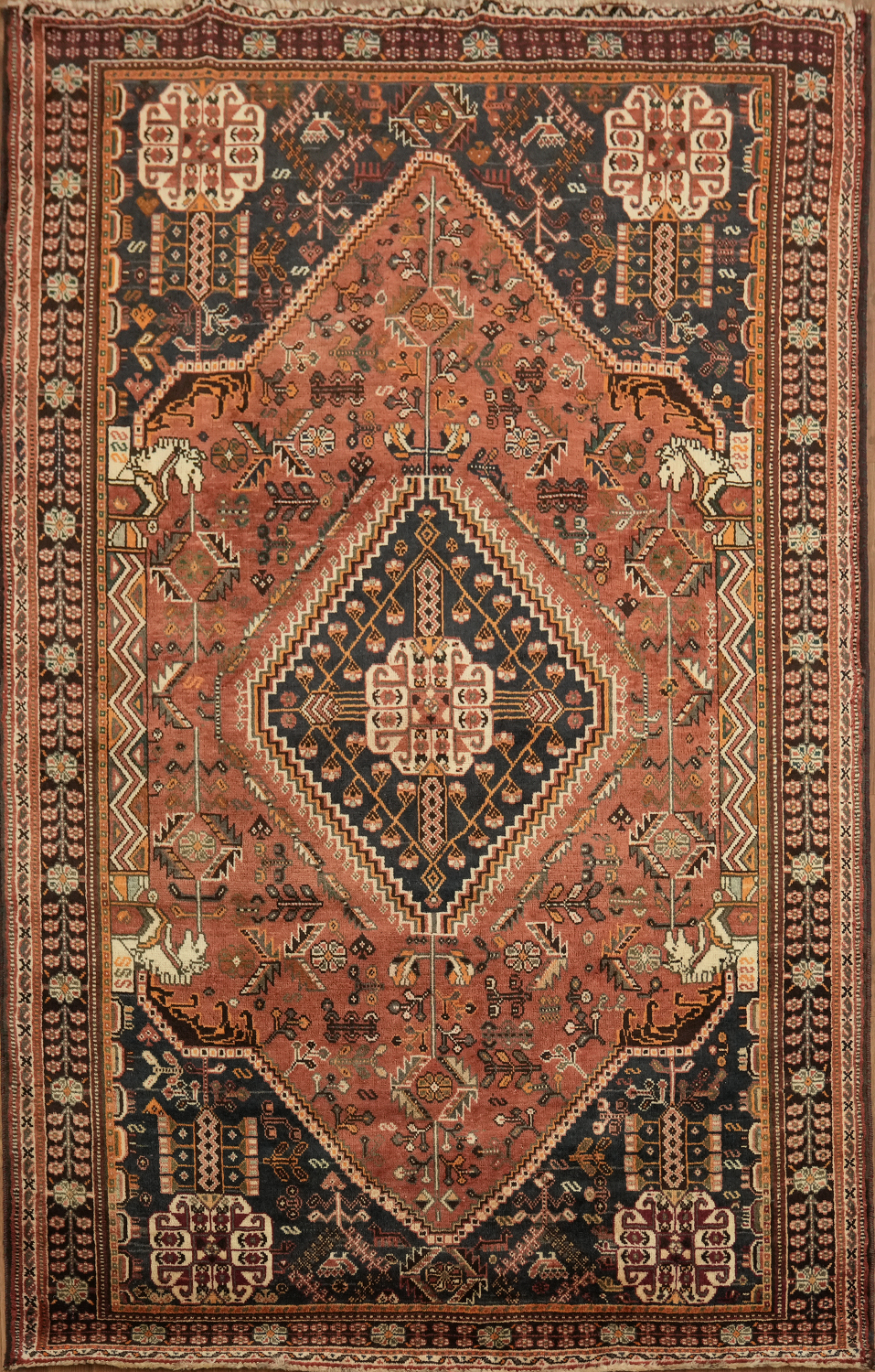 Vintage Wool Shiraz Persian Area Rug 5x8