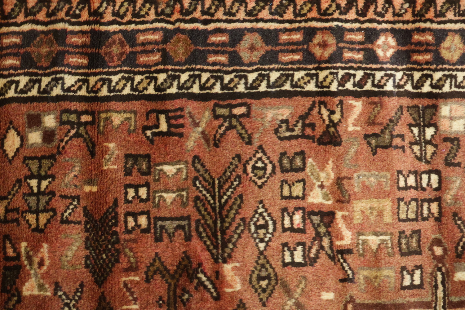 Tribal Wool Gharajeh Persian Runner Rug 3x9