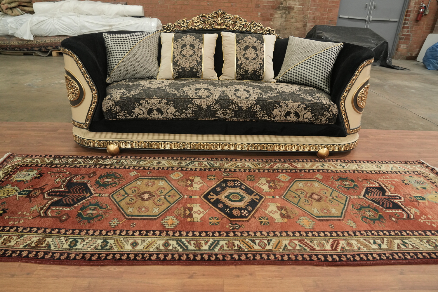 Geometric Heriz Persian Runner Rug 4x11