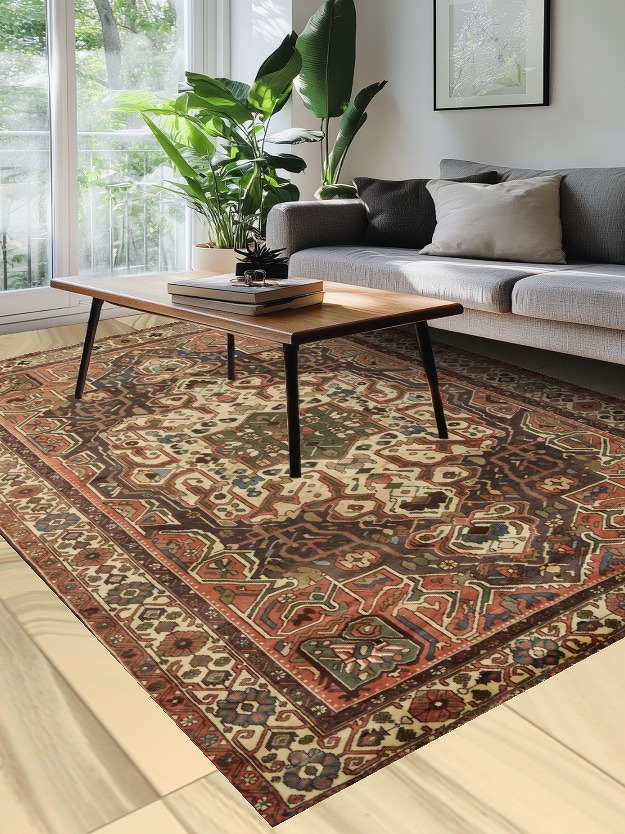Geometric Bakhtiari Persian Area Rug 7x10
