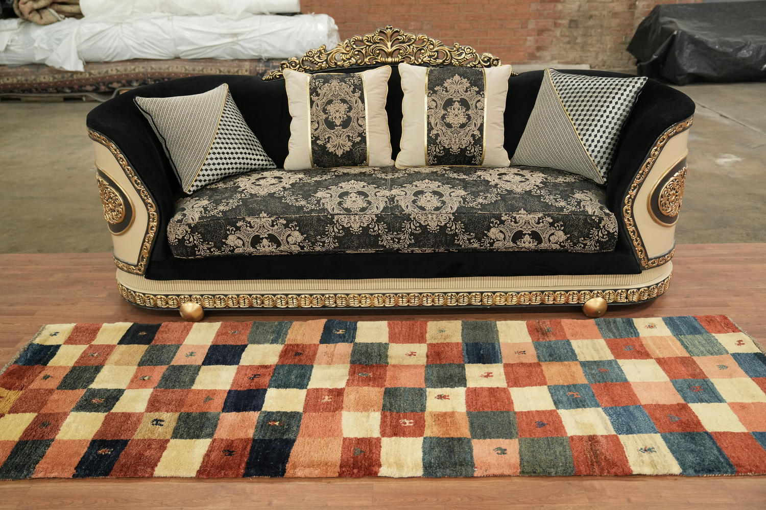 Checkered Gabbeh Persian Runner Rug 3x9