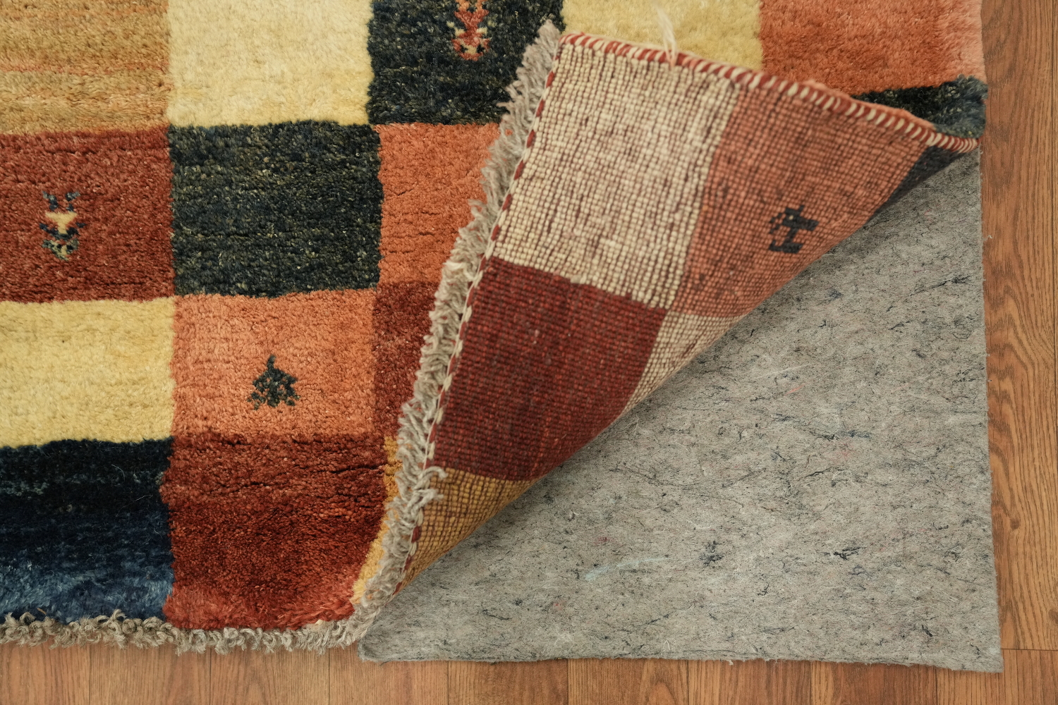 Checkered Gabbeh Persian Runner Rug 3x9
